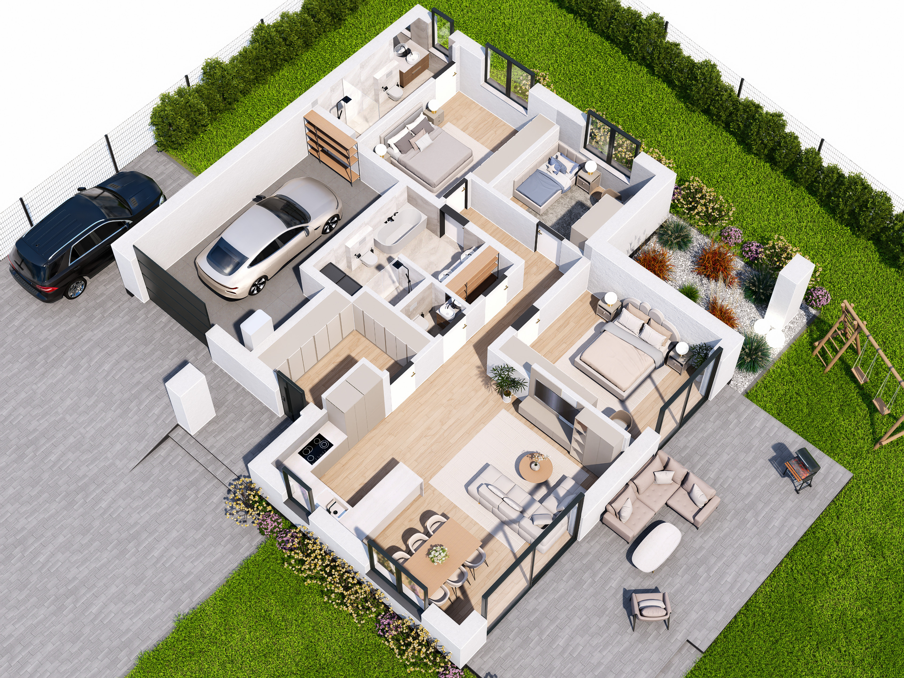 Rzut pomieszczen domu Typ A – Dom Development Lubin