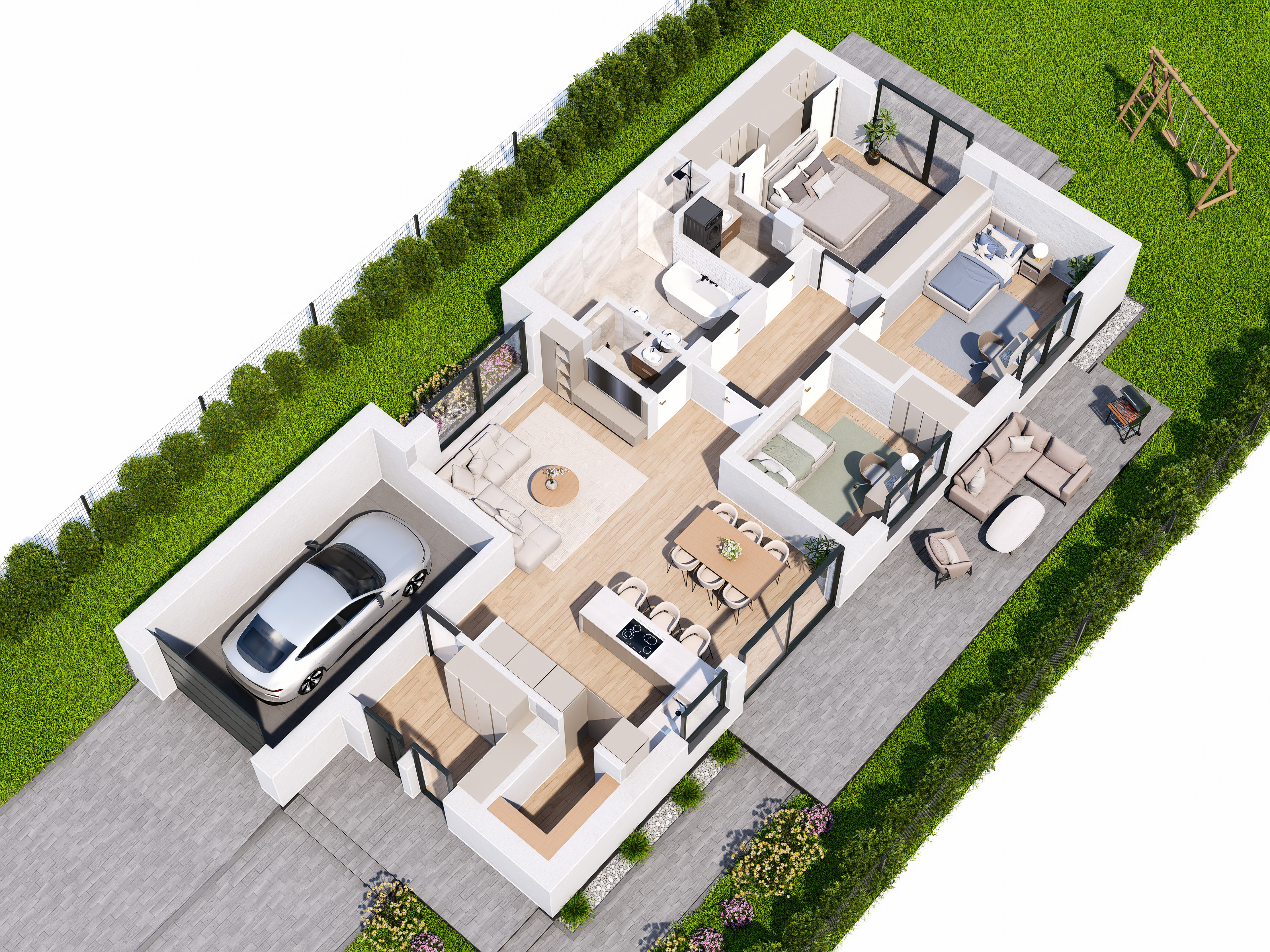 Rzut pomieszczen domu Typ B – Dom Development Lubin